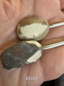 A Set of Two Handmade Sterling Silver and Pebble Espresso Spoons by Thalia Maria