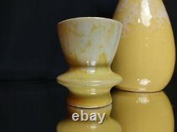 ART DECO! Decanter & 2 Cups ONYX Brush McCoy Matching Set Yellow Antique Sake