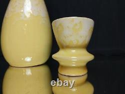 ART DECO! Decanter & 2 Cups ONYX Brush McCoy Matching Set Yellow Antique Sake