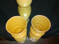 ART DECO! Decanter & 2 Cups ONYX Brush McCoy Matching Set Yellow Antique Sake