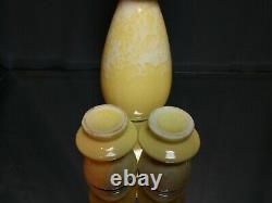 ART DECO! Decanter & 2 Cups ONYX Brush McCoy Matching Set Yellow Antique Sake