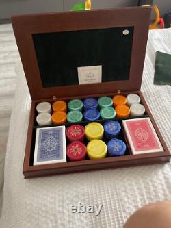Acca Castellani Italian Poker Set Silver 925 Wood Box Cards And Chips Sealed New