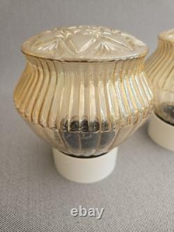 Amber glass ceiling/wall lamp art deco style made in Austria set of two