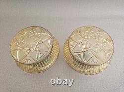 Amber glass ceiling/wall lamp art deco style made in Austria set of two