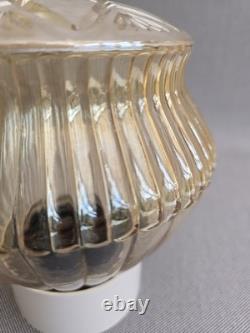 Amber glass ceiling/wall lamp art deco style made in Austria set of two