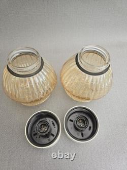 Amber glass ceiling/wall lamp art deco style made in Austria set of two