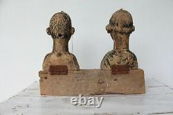 American Folk Art 19th Century African Dodger, Set of two Heads, a Man and Woman