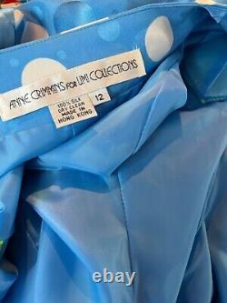 Anne Crimmins Silk Skirt Suit Set Umi Collections Blue Dots Size 12 Vintage 80s