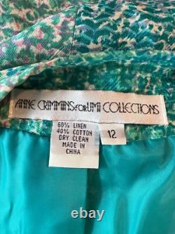 Anne Crimmins Silk Skirt Suit Set Umi Collections Short Sleeve Size 12 Vtg 80s