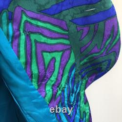 Anne Crimmins UMI Collections Jacket Skirt Set Women 6 Silk Blue Green Retro 80s