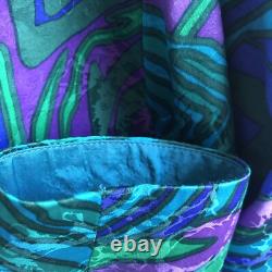 Anne Crimmins UMI Collections Jacket Skirt Set Women 6 Silk Blue Green Retro 80s