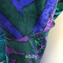 Anne Crimmins UMI Collections Jacket Skirt Set Women 6 Silk Blue Green Retro 80s