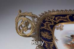 Antique 19th SEVRES France Porcelain Bowl Two Cupids bronze setting 31 cm