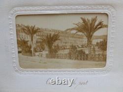 Antique 19th c Sorrento photo album, photos from South France, two hand coloured