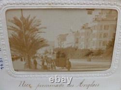 Antique 19th c Sorrento photo album, photos from South France, two hand coloured