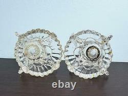 Antique Glass Candle Holder Set Pair of two Murano Glass Bowl Oil Lamp Burner