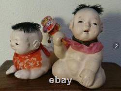 Antique Japanese ichimatsu doll A set of two baby dolls Japanese doll m