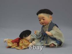 Antique Japanese ichimatsu doll A set of two baby dolls Japanese doll y