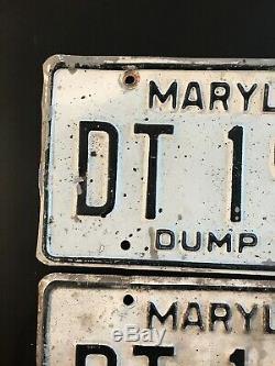 Antique Maryland Dump Truck Plates 1970s Vintage Tags Two Sets DT 1900 & 1901