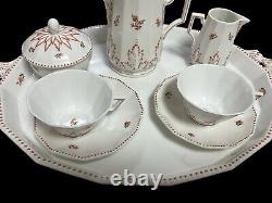 Antique Nymphenburg Coffee for two & Tray German Rust red Pearl patten