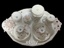 Antique Nymphenburg Coffee for two & Tray German Rust red Pearl patten