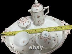 Antique Nymphenburg Coffee for two & Tray German Rust red Pearl patten