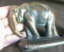 Antique Old Pair of Two 2 Figural Cast Iron Bookends Set Elephant Elephants Nice