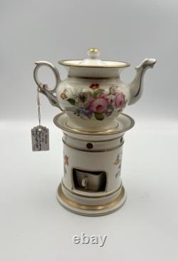 Antique Old Paris Veilleuse Tisaniere Porcelain Tea Warmer Floral Gold French Antique Old Paris Veilleuse Tisaniere Porcelain Tea Warmer Floral Gold French