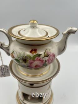 Antique Old Paris Veilleuse Tisaniere Porcelain Tea Warmer Floral Gold French