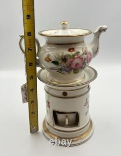 Antique Old Paris Veilleuse Tisaniere Porcelain Tea Warmer Floral Gold French