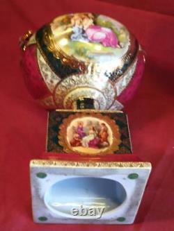 Antique Old Vintage Porcelain Pair of Two 2 Urns Vases Set Royal Old Vienna