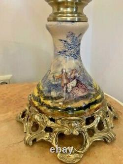 Antique Original 20th French Porcelain Set Two Vases Bronze Centerpiece 70 CM