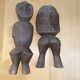 Antique Primitive Carved Wood African Tribal Sculpture Statues Set Of Two