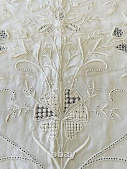 Antique Pure Linen Bedspread/Coverlet Set & 2 Shams Detailed Hand Embroidery
