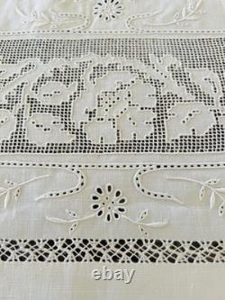 Antique Pure Linen Bedspread/Coverlet Set & 2 Shams Detailed Hand Embroidery