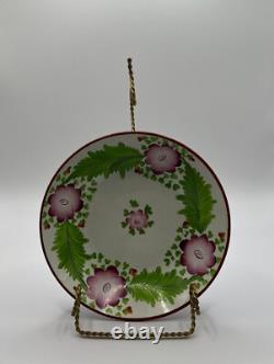Antique Soft Paste Teapot & 2 Cups & Handless Saucers-Primrose Pattern