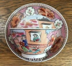 Antique c. 1795 Porcelain Tea Bowl & Saucer New Hall Boy in the Window Pat. 425