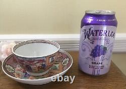 Antique c. 1795 Porcelain Tea Bowl & Saucer New Hall Boy in the Window Pat. 425