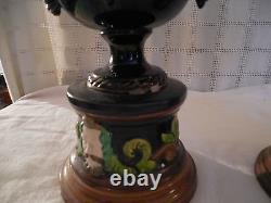 Antique rams head majolica urn, vases set of two Lovely set