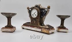 Art Deco Clock Garniture Set with Two Ball Dancers by P. Sega