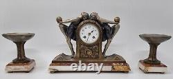 Art Deco Clock Garniture Set with Two Ball Dancers by P. Sega