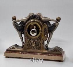 Art Deco Clock Garniture Set with Two Ball Dancers by P. Sega