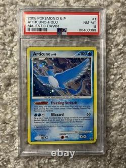 Articuno PSA 8 Pokemon 2008 D&P Majestic Dawn Holo Bleed Wing Swirl Low POP 82