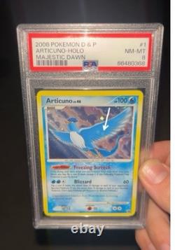 Articuno PSA 8 Pokemon 2008 D&P Majestic Dawn Holo Bleed Wing Swirl Low POP 82
