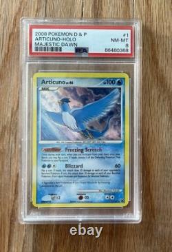 Articuno PSA 8 Pokemon 2008 D&P Majestic Dawn Holo Bleed Wing Swirl Low POP 82