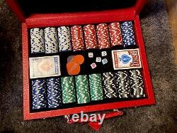 Aspinal of London 15 Full Poker Set In a Stunning Red Lockable Leather Case