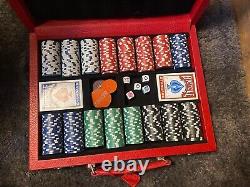 Aspinal of London 15 Full Poker Set In a Stunning Red Lockable Leather Case