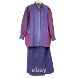 Avoca Mill Collection Vintage Skirt Suit Set Medium Irish 100% Pure Wool Purple