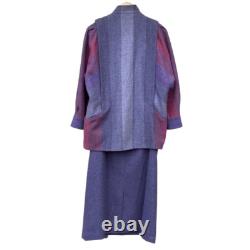 Avoca Mill Collection Vintage Skirt Suit Set Medium Irish 100% Pure Wool Purple