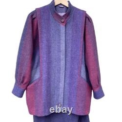 Avoca Mill Collection Vintage Skirt Suit Set Medium Irish 100% Pure Wool Purple